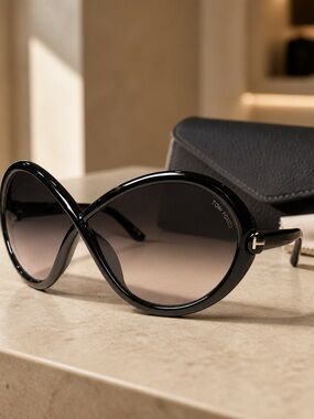 Brand New 🔥🔥🔥Tom Ford Black Oversized Round Sunglasses with Gradient Lenses